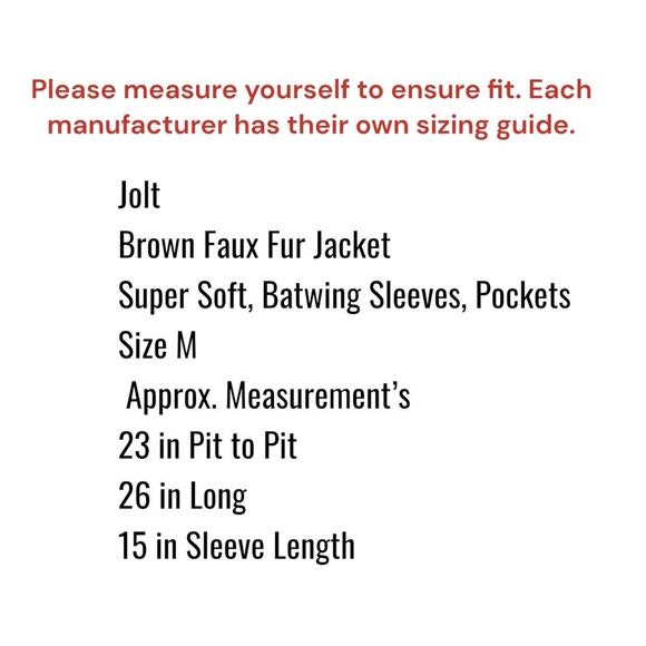 JOLT Faux Fur Coat Sz M Brown Wide Sleeve Pocket Roll Collar Butter Soft - Picture 4 of 10